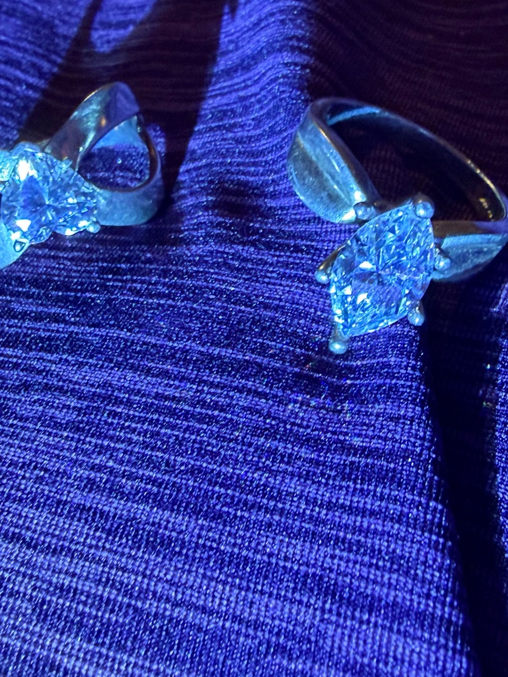 2 Silver Costume Rings:  Marquise-Cut Solitaire/Unique Heart Shape - Picture 4 of 8